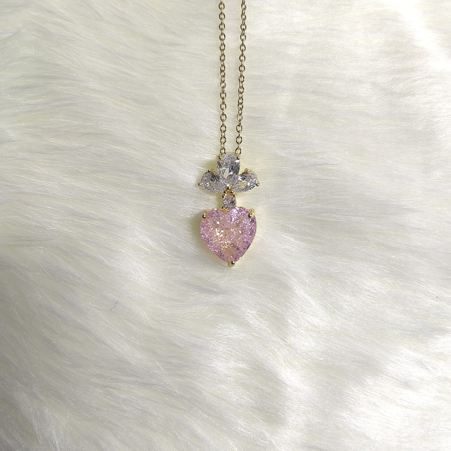 Colorful Heart Shape Pendant Gold Plated Necklace for Female